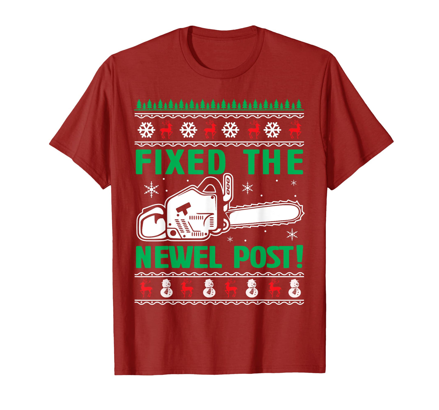 Christmas Fixed The Newel Post Tee Unisex-Adults Black Small Modern Classic T-Shirt