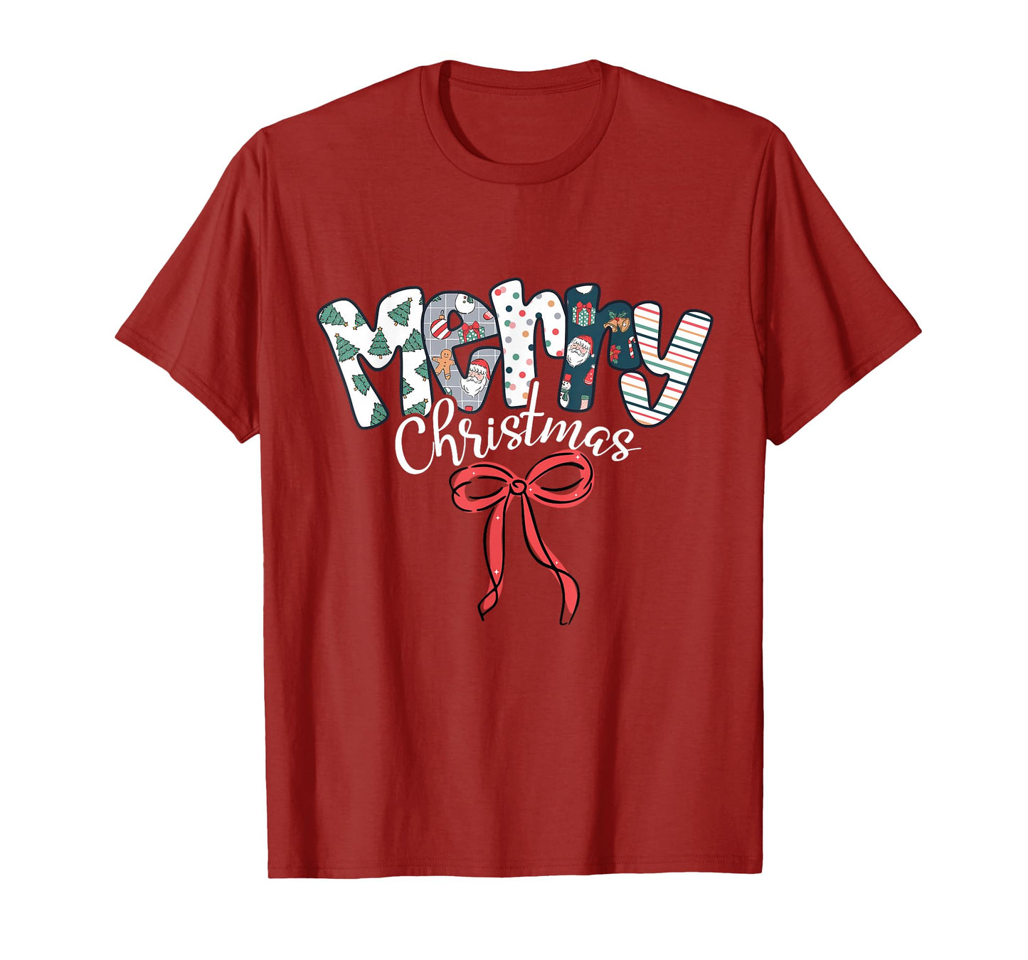 Funny Preppy Merry Christmas Santa Coquette Bow Girly Xmas T-Shirt