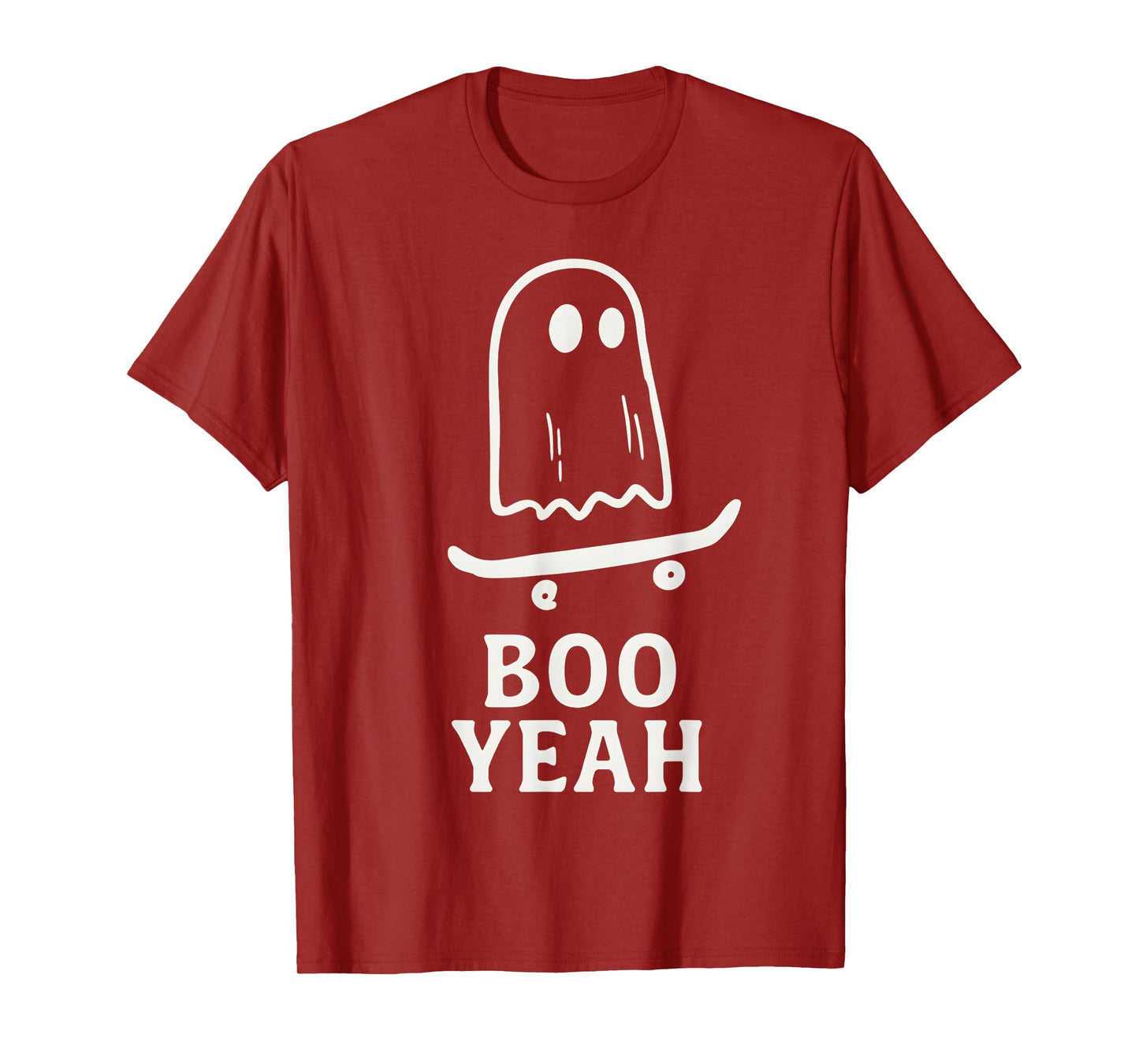 Boo Yeah Ghost On Skateboard Funny Halloween Costume T-Shirt
