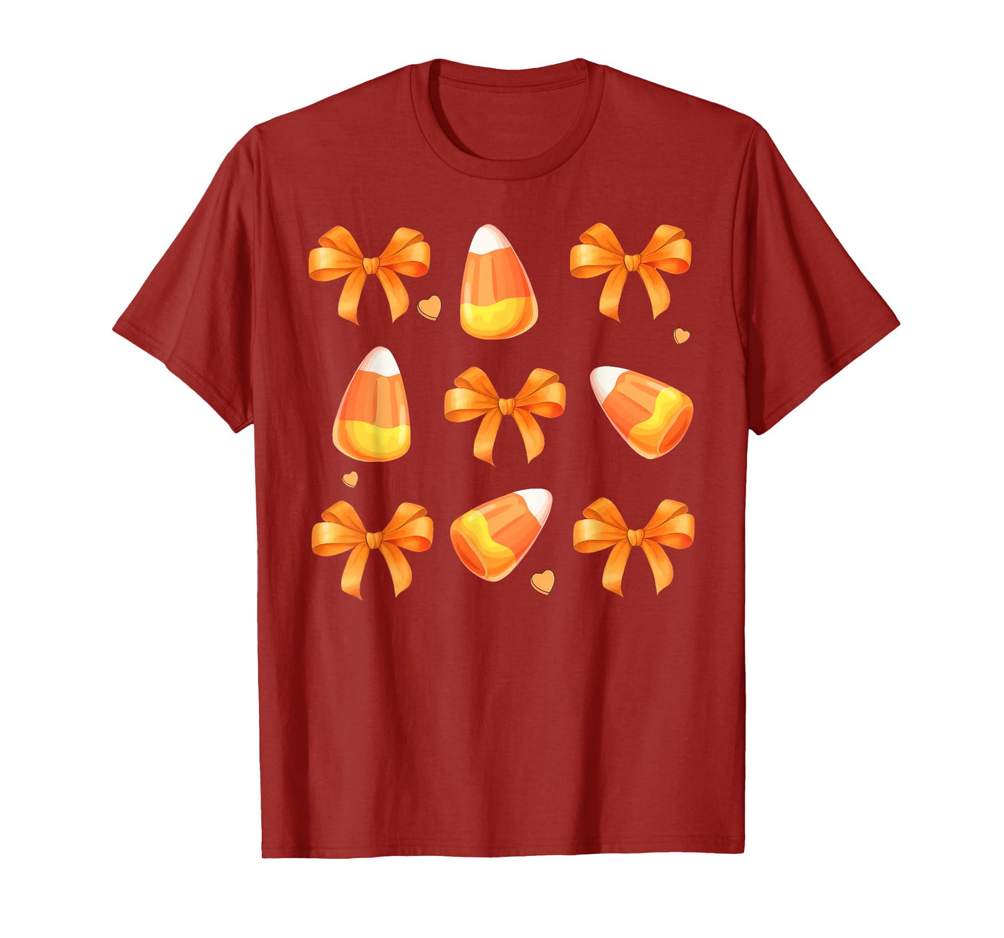 Coquette Bow Candy Corn Retro Halloween Women Kids T-Shirt