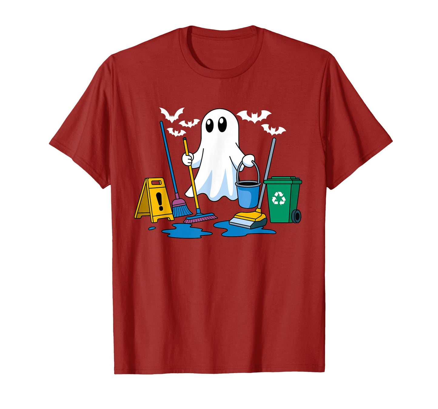 School Custodian Janitor Ghost Halloween T-Shirt