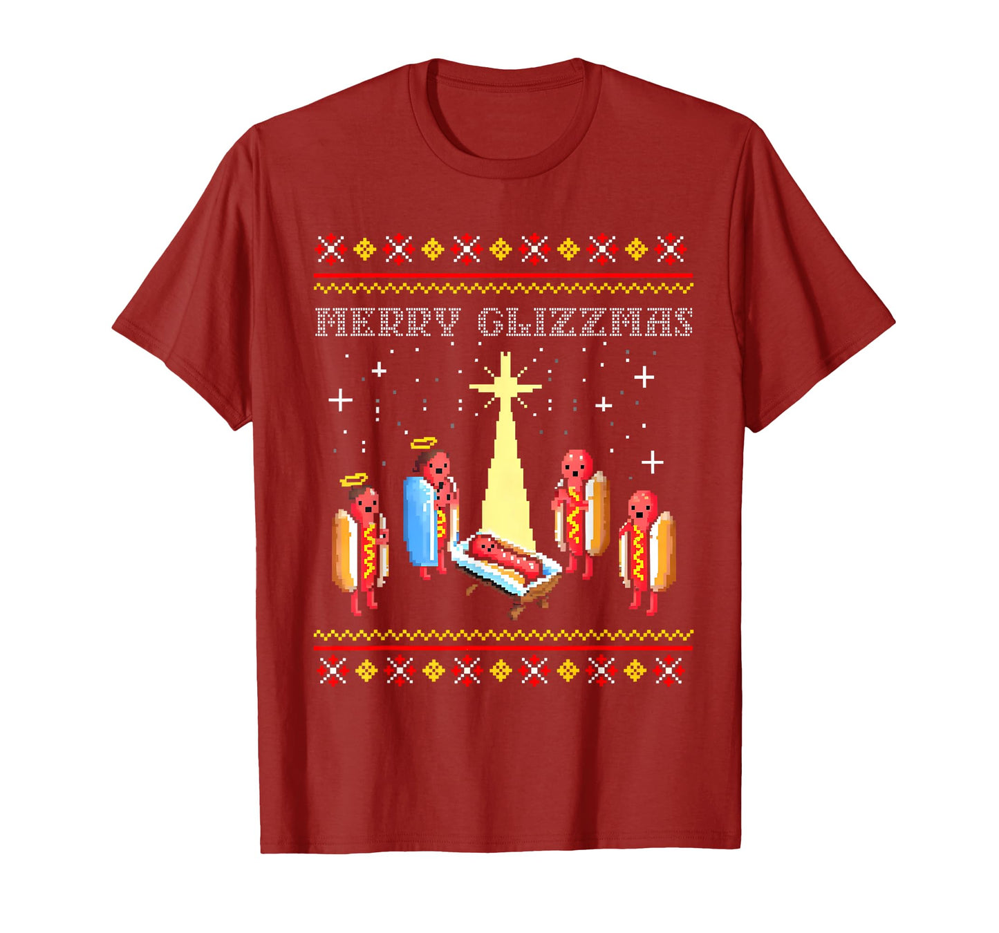Merry Glizzmas Tacky Funny Hot Dogs Christmas Ugly Pajamas T-Shirt