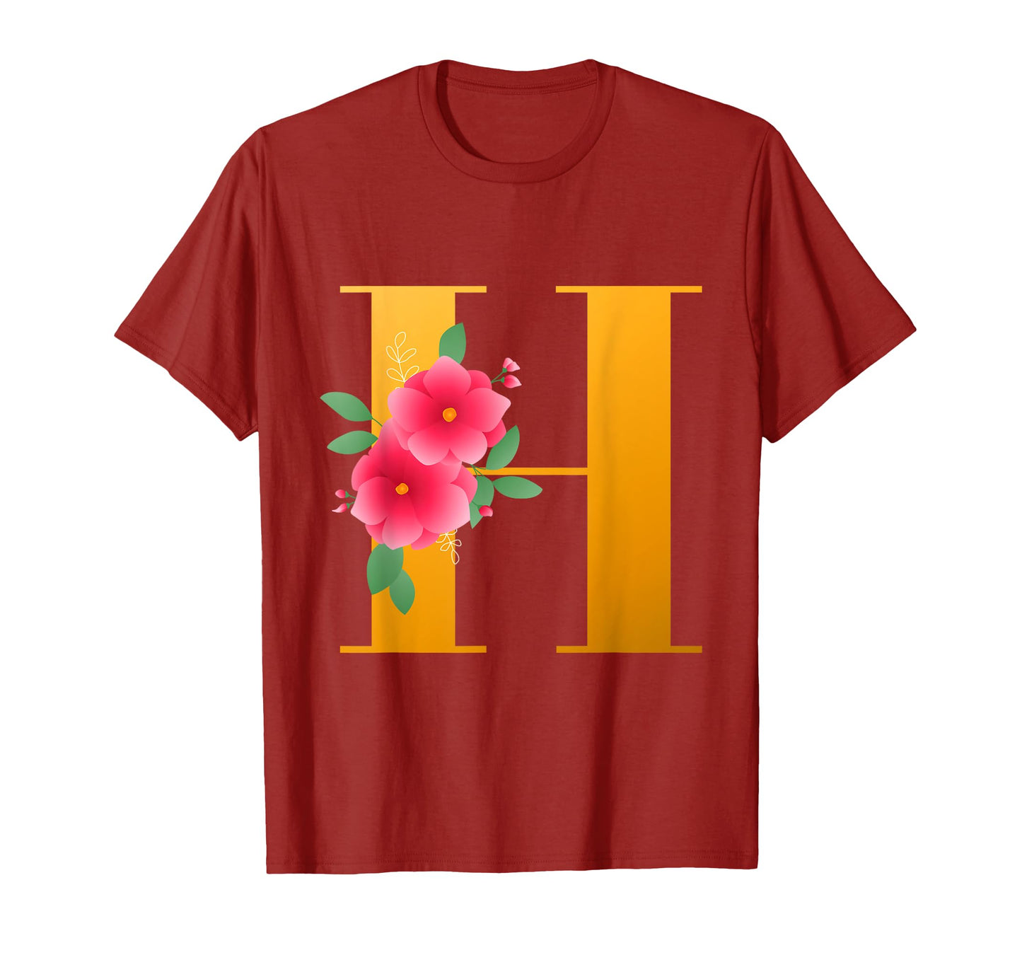 Floral H Alphabet Cute Initial Monogram Letter H Graphic T-Shirt