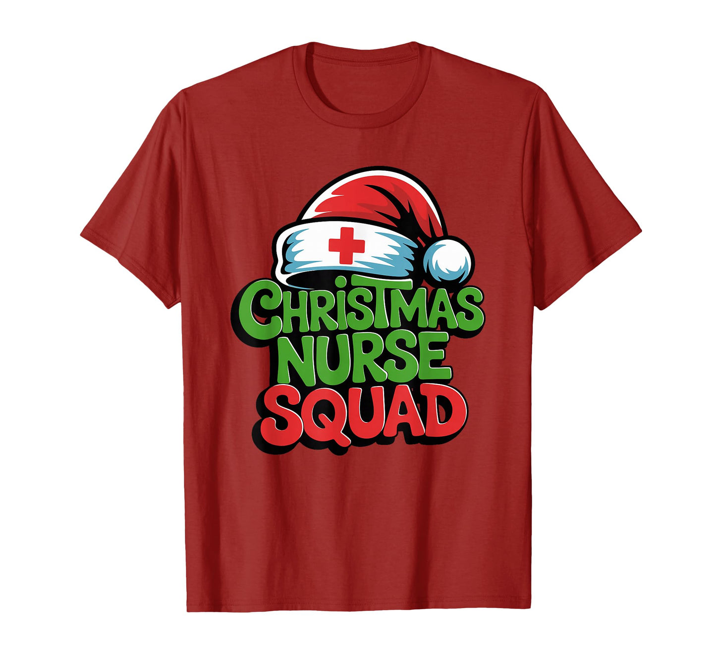 Nurse Christmas Squad Santa Hat Matching Crew T-Shirt