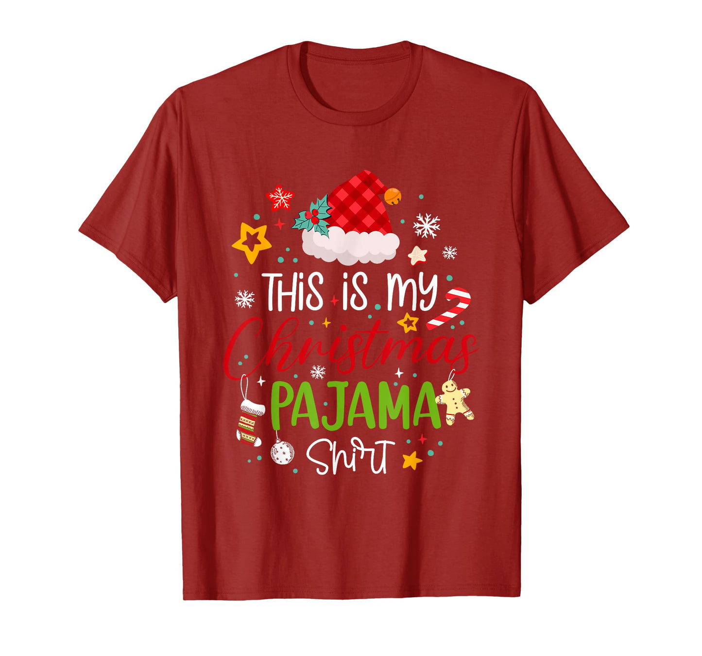 Xmas Buffalo Plaid Santa Hat This is My Christmas Pajama T-Shirt