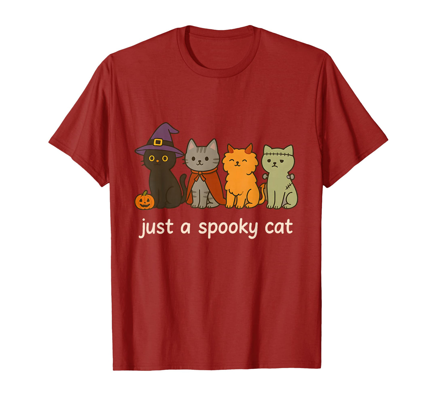 Just A Spooky Cat Vintage Funny Ghost Cat Halloween Meme T-Shirt