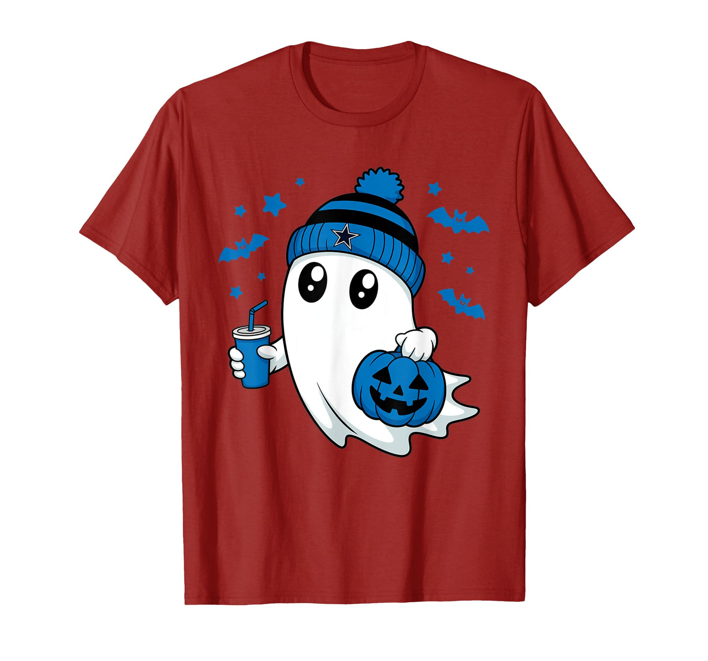 Vintage Dallas Ghost Cute Ghost Halloween Blue Pumpkin T-Shirt