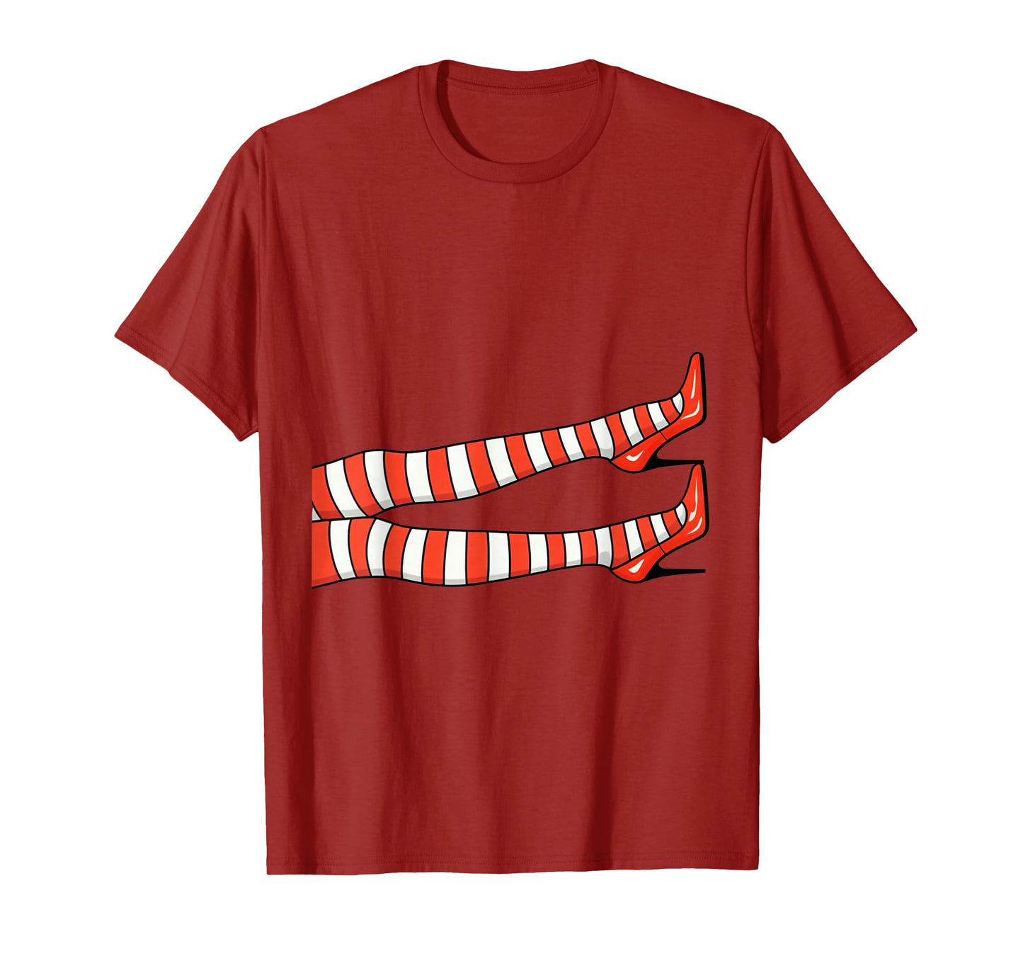 Halloween Witches Legs Heeled Shoes Stockings Bands Red Fun T-Shirt