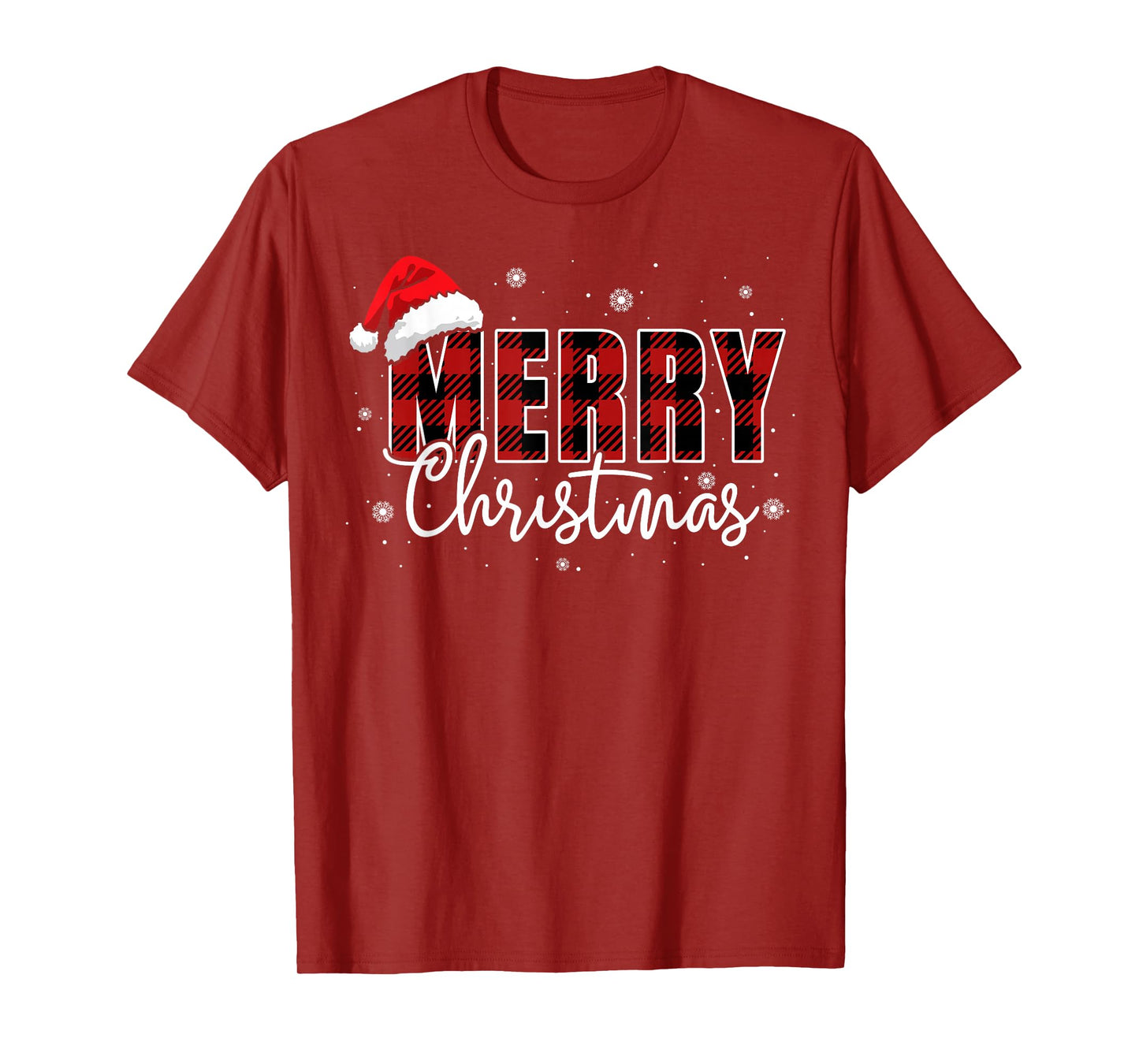 Merry Christmas Lights Red Santa Hat Xmas Family Men Women T-Shirt