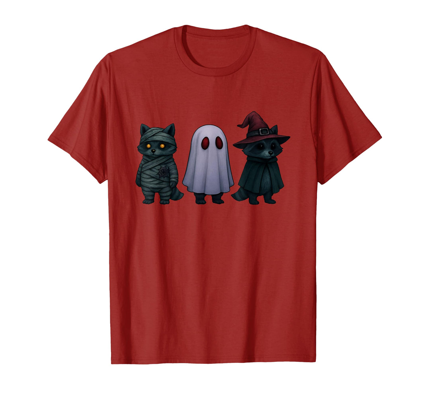 Spooky and Feral Funny Witch Ghost Raccoon Halloween Costume T-Shirt