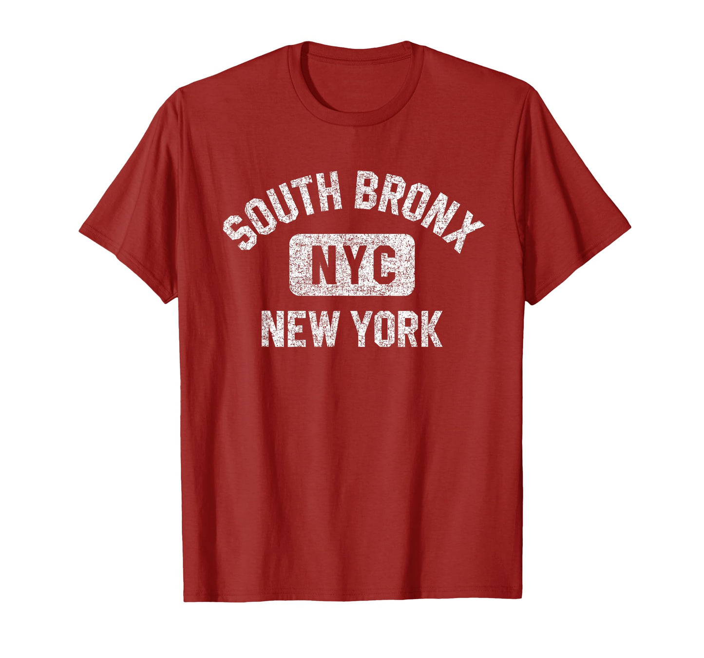 South Bronx NYC Gym Style Distressed White Print T-Shirt