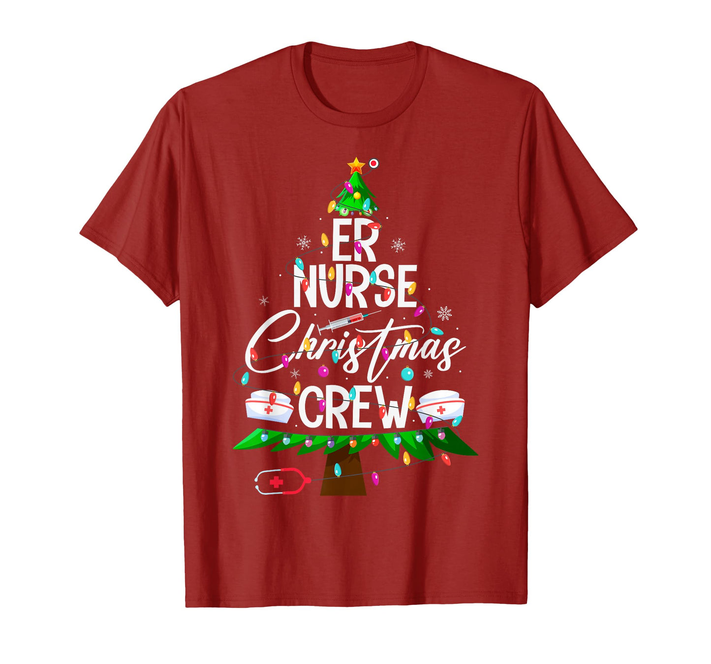 ER Nurse Christmas Crew Nursing Medical Nurse Xmas Tree T-Shirt