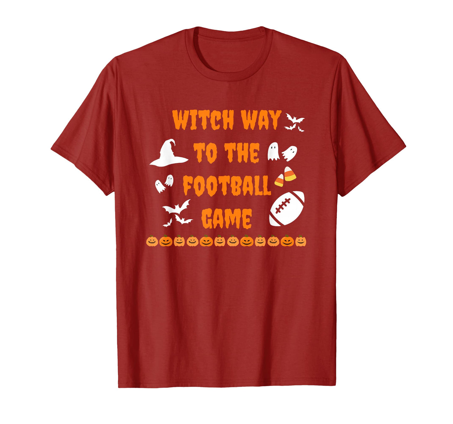 Witch Way to The Football Game Halloween Spooky Autumn Fall T-Shirt