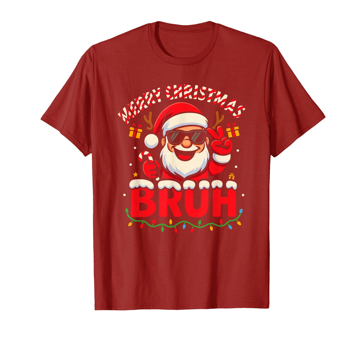 Merry Christmas Bruh Funny Santa Claus Retro Xmas Novelty T-Shirt