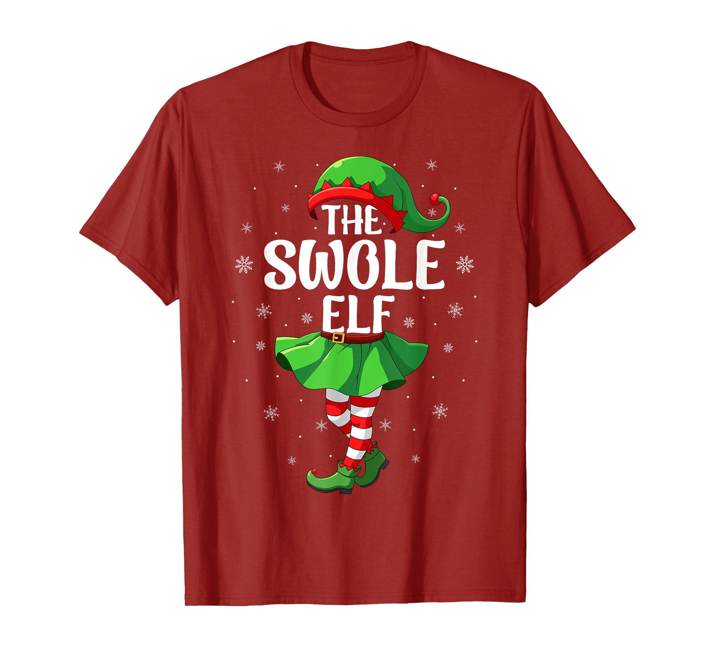 Swole Elf Christmas Girls Women Elf Squad Xmas Family T-Shirt