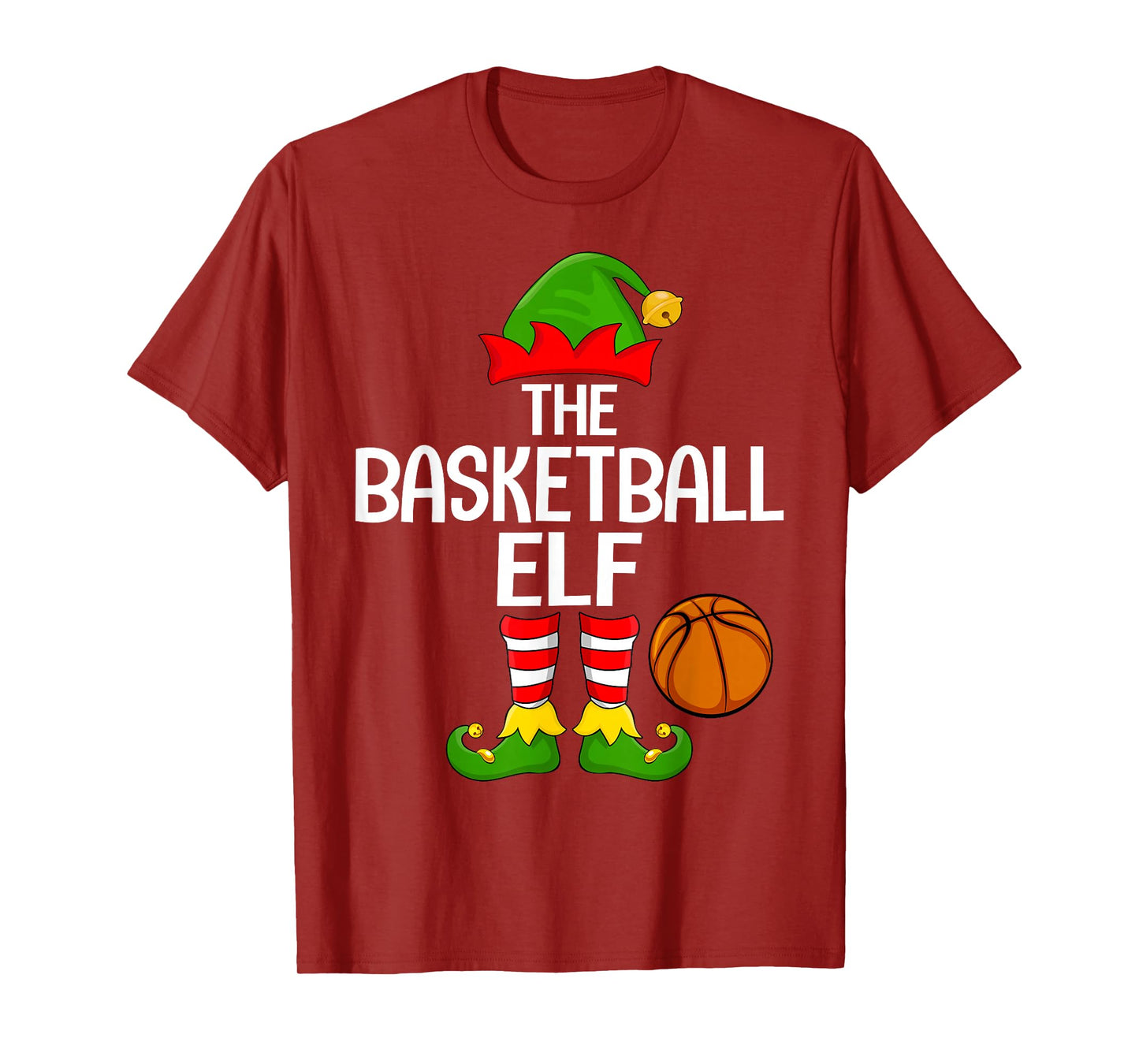 Basketball Elf Xmas Matching Family Elf Squad Christmas T-Shirt