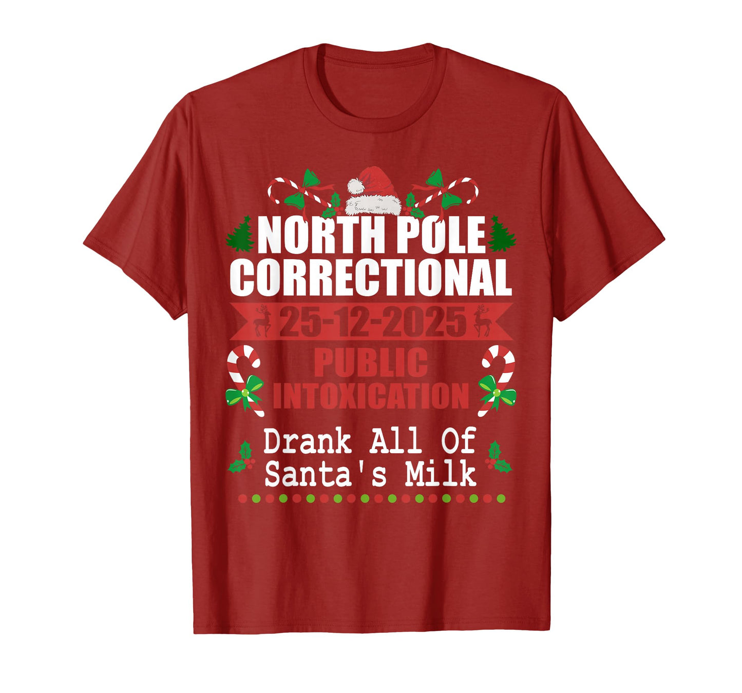 North Pole Correctional Christmas Public Intoxication T-Shirt