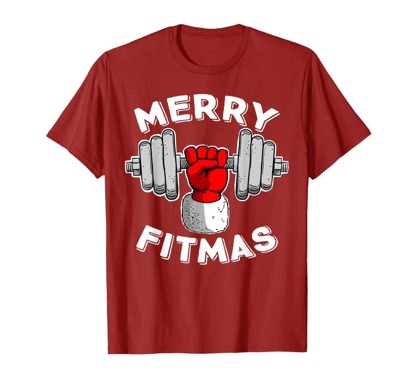 Merry Fitmas Christmas Santa Claus Dumbbell Merry Fitmas T-Shirt