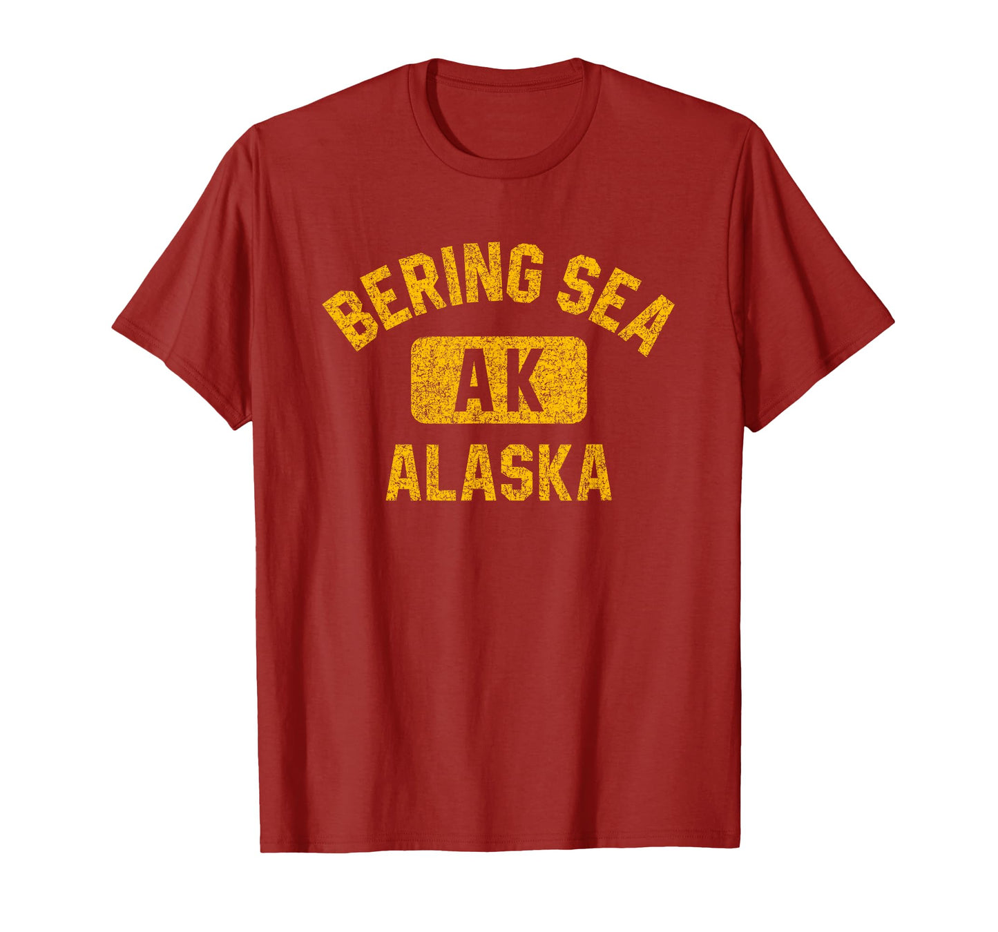 Bering Sea Alaska Gym Style Distressed Amber Print T-Shirt