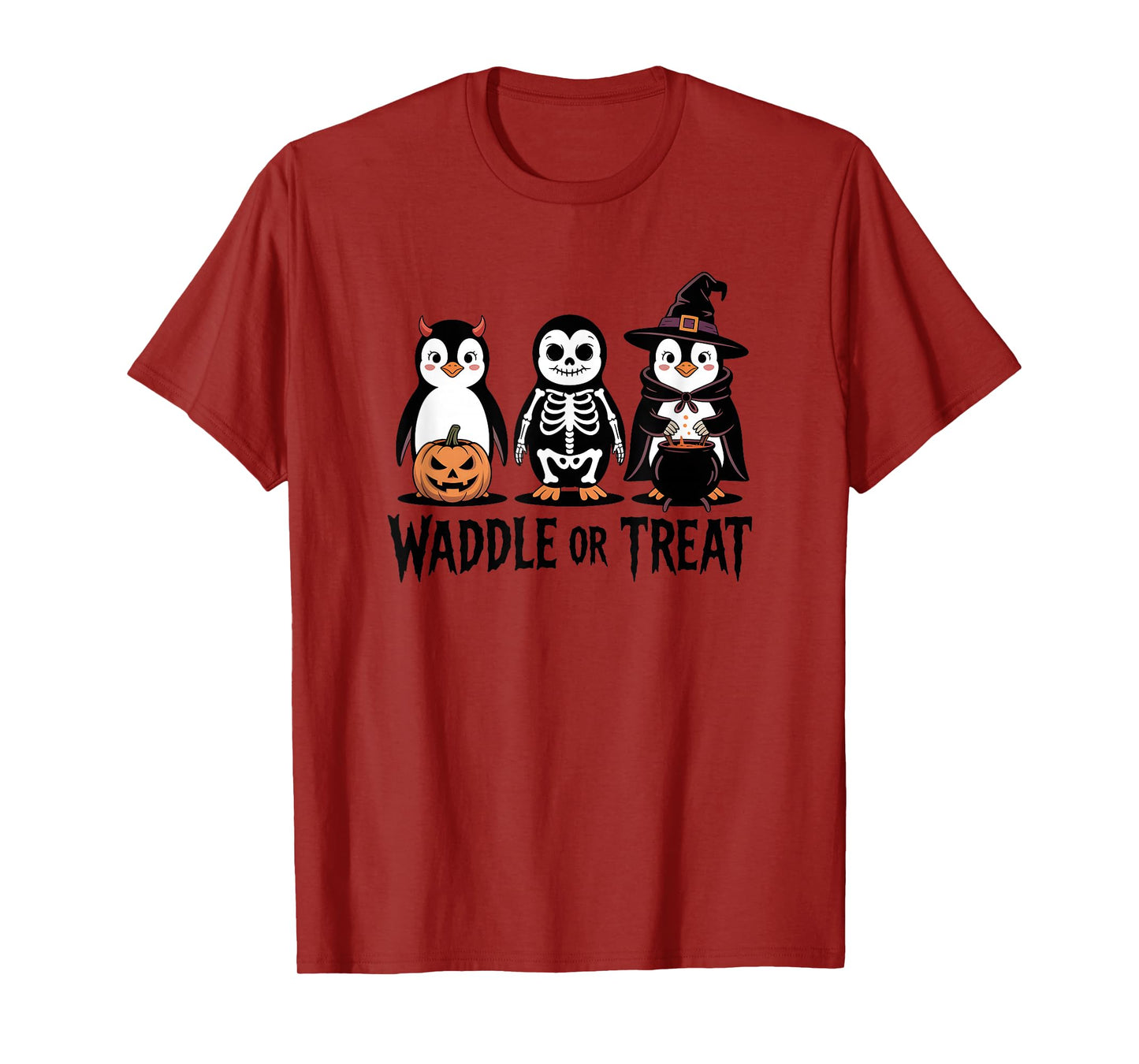 Vintage Halloween Penguin Trick or Waddle Spooky T-Shirt