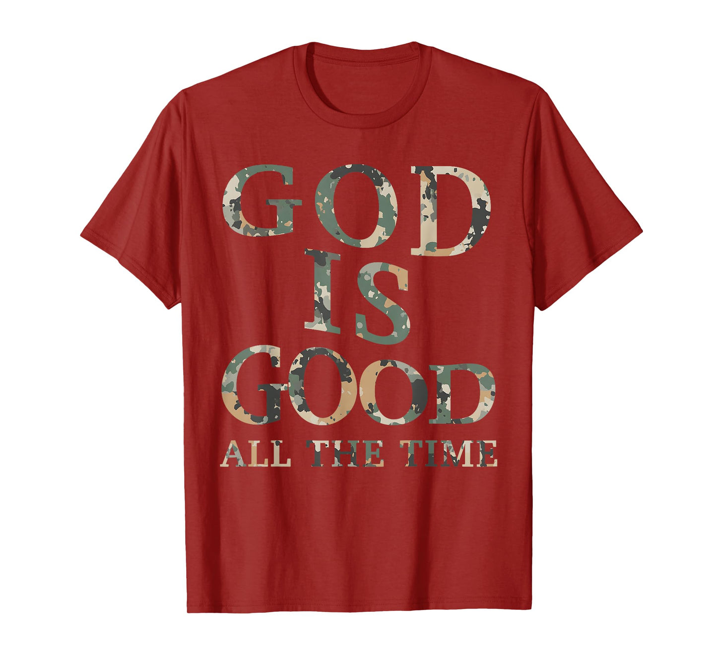 Vintage Camo God is Good Christian Teen Girl Jesus Son T-Shirt
