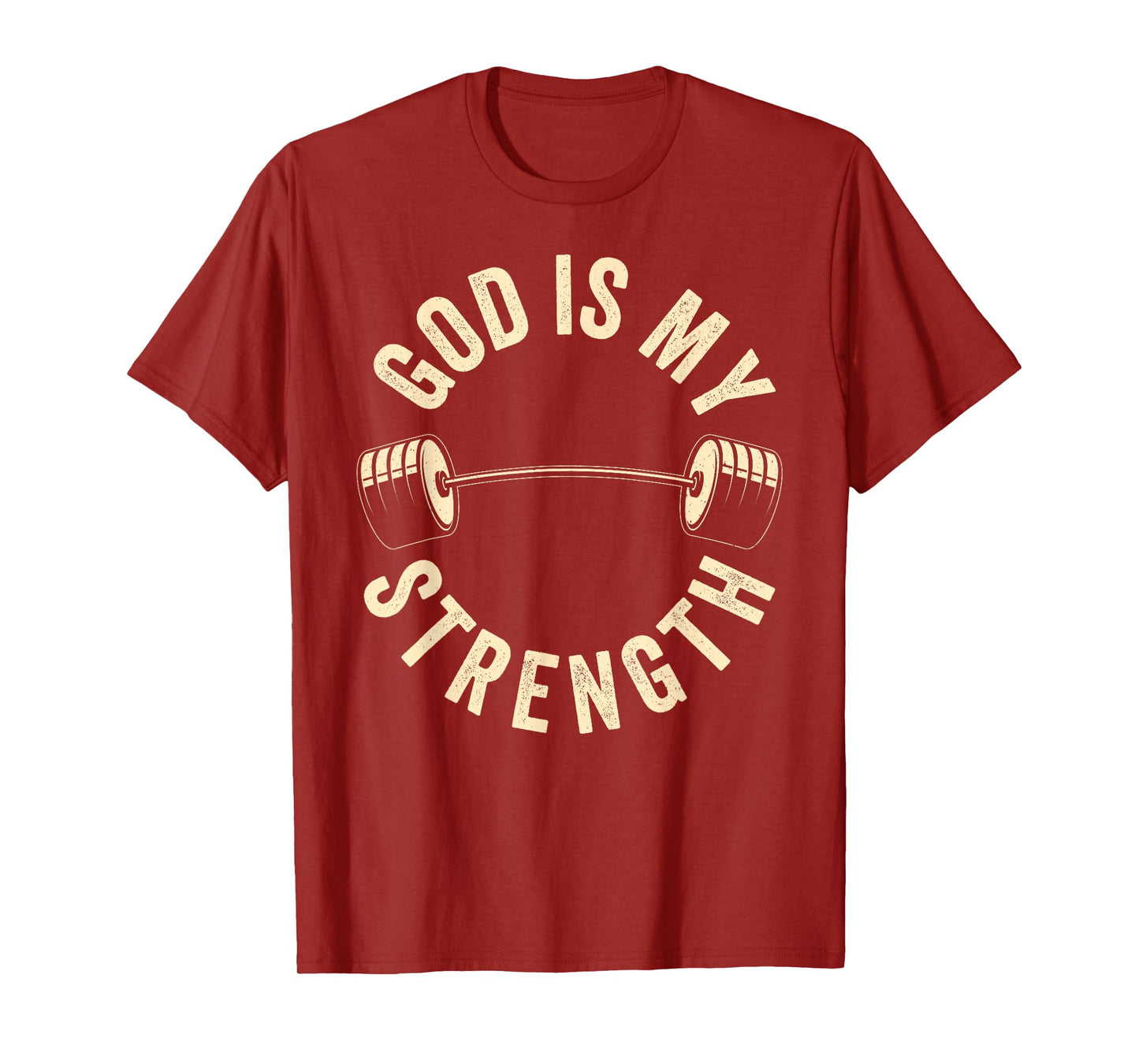 God Is My Strength Vintage Gym Barbell Fitness Christian T-Shirt