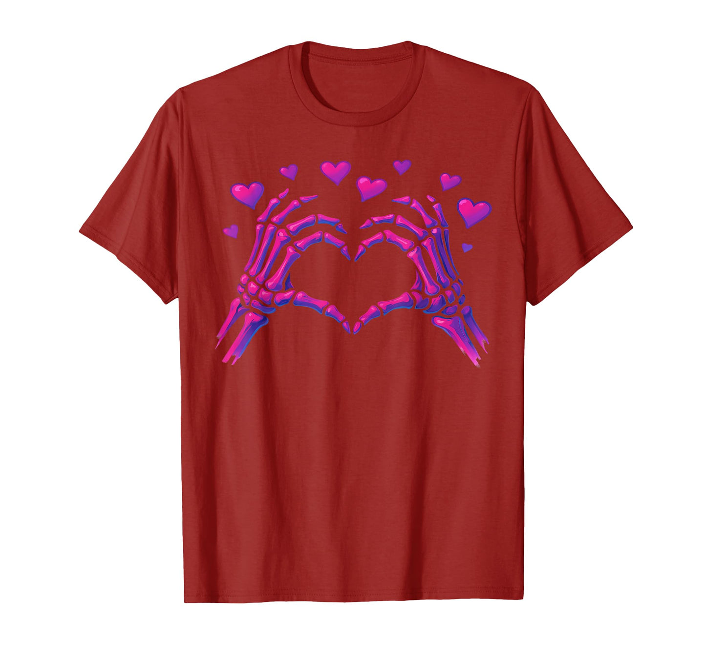 Skeleton Hands Heart Sign Retro Halloween Women Girl T-Shirt