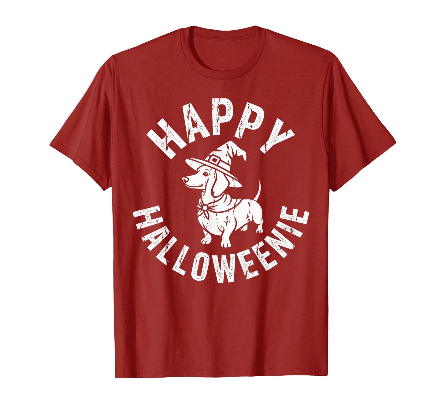 Happy Halloweenie Dachshund Witch Hat Funny Doxie Spooky T-Shirt