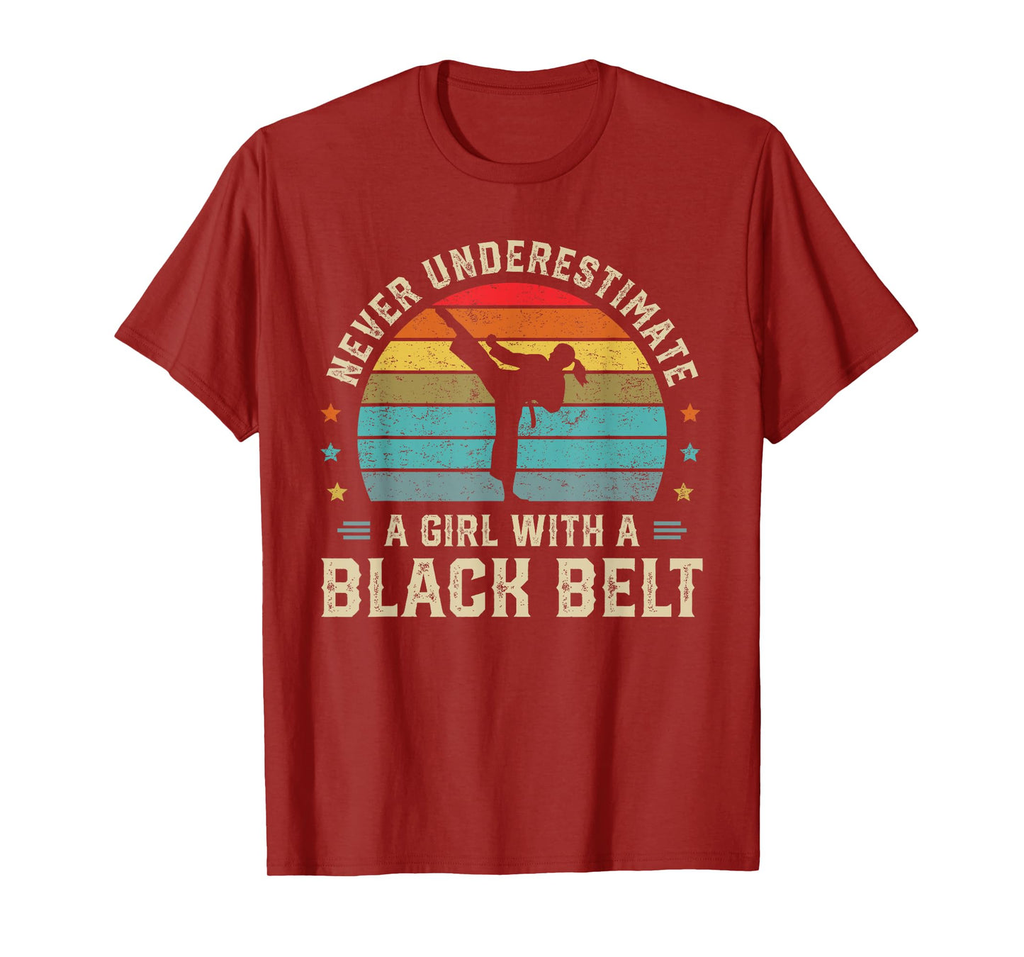 Never Underestimate Girl with a Black Belt Karate Jiu Jitsu T-Shirt