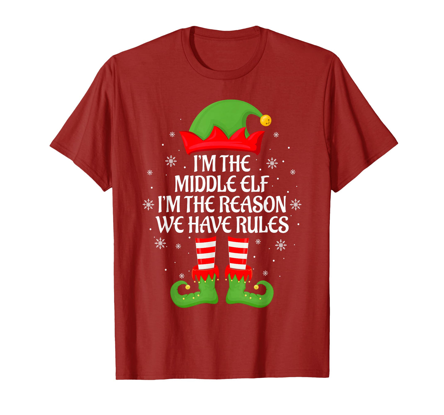 Middle Elf Xmas Matching Family Elf Squad Funny Christmas T-Shirt