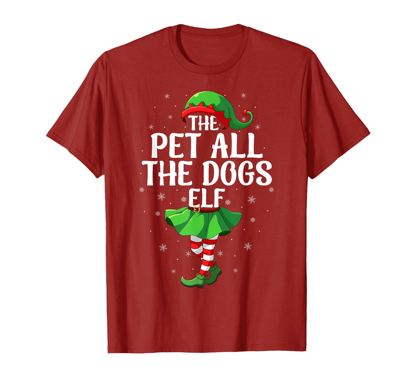 Pet All The Dogs Elf Christmas Girls Women Elf Squad Family T-Shirt