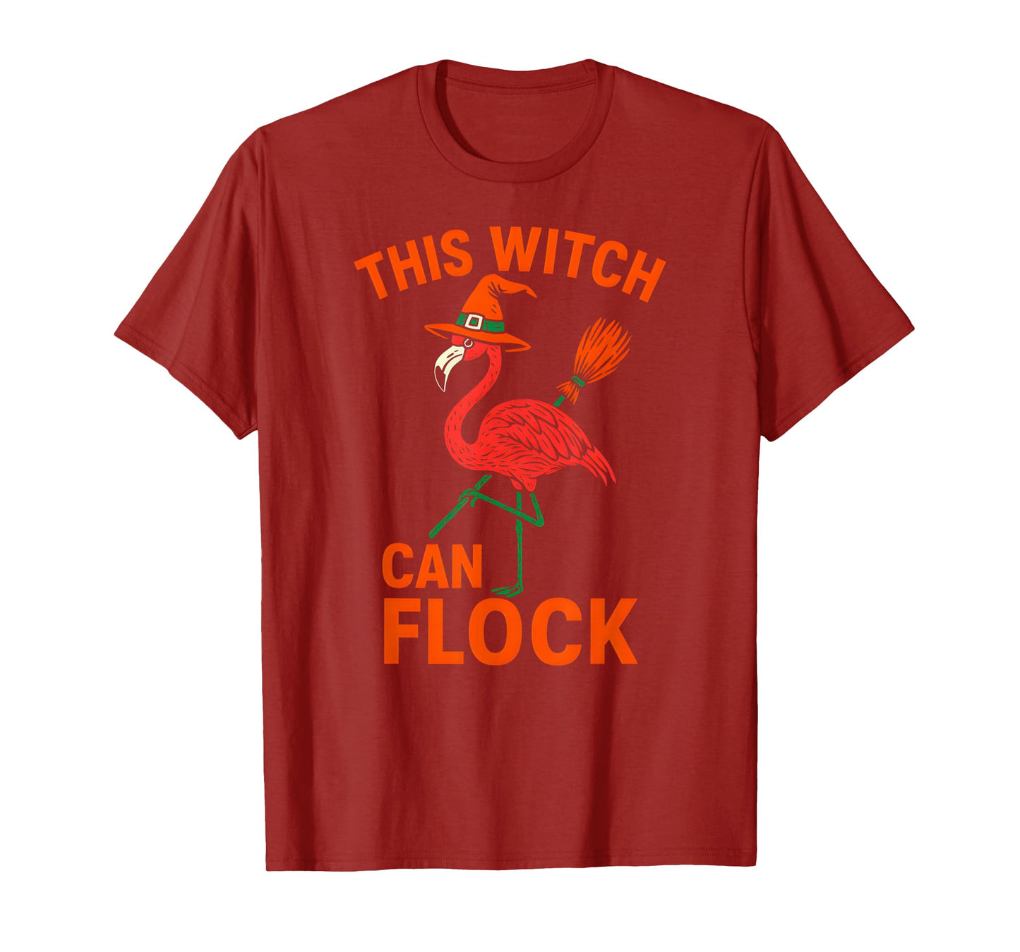 This Witch Can Flock Flamingo Funny Halloween Women's Spooky T-Shirt