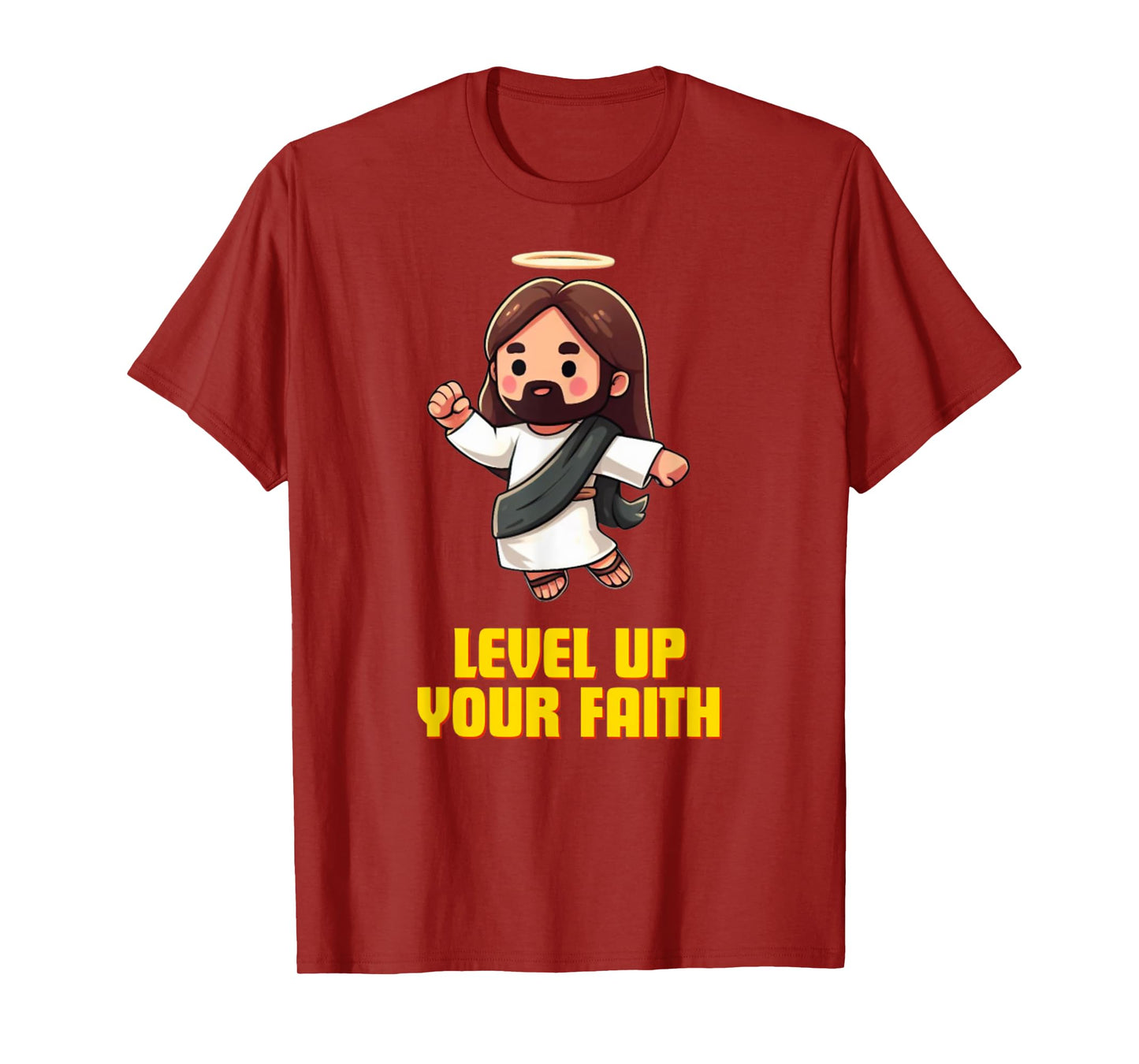 Vintage Level Up Your Faith Cute Jesus Jump T-Shirt