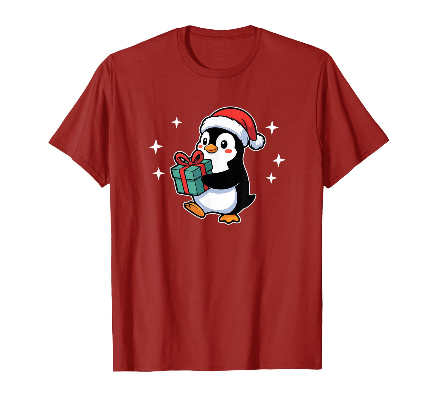 Cute Christmas Penguin with Present Funny Holiday T-Shirt