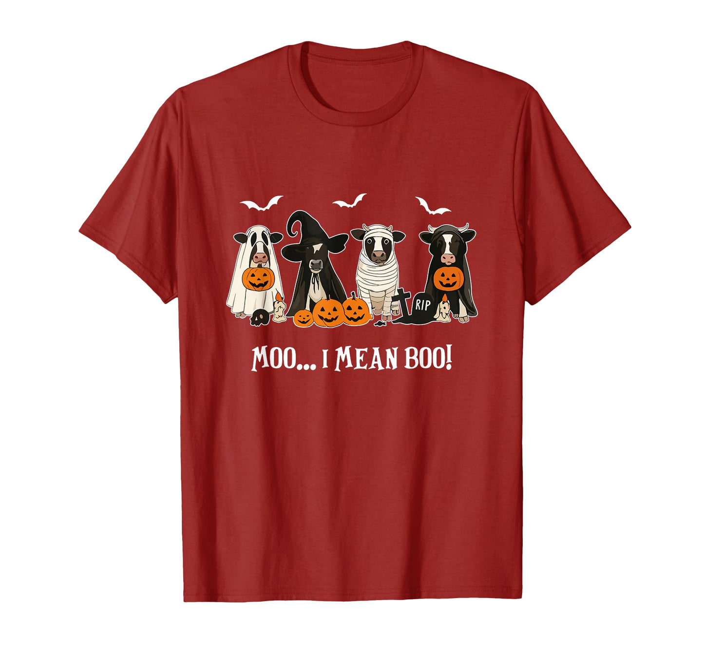 Moo I Mean Boo Cow Fall Halloween Ghost Cow Farm Lover Women T-Shirt