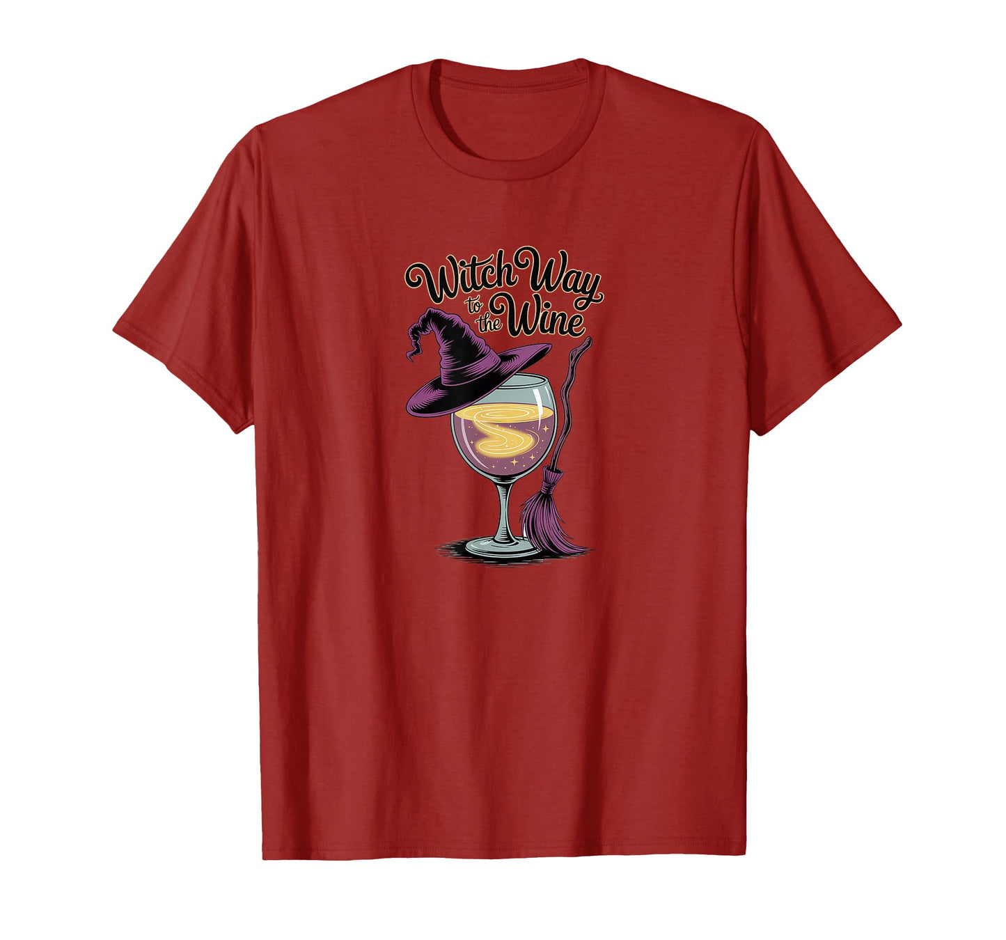 Witch Way to The Wine Funny Halloween Drinking T-Shirt