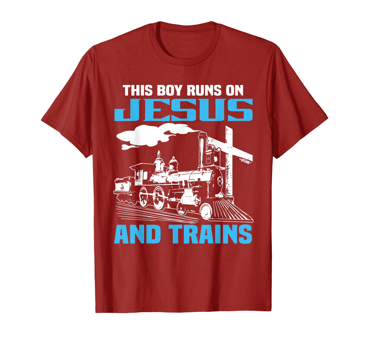 This Boy Runs On Jesus And Trains Locomotive Railroad T-Shirt