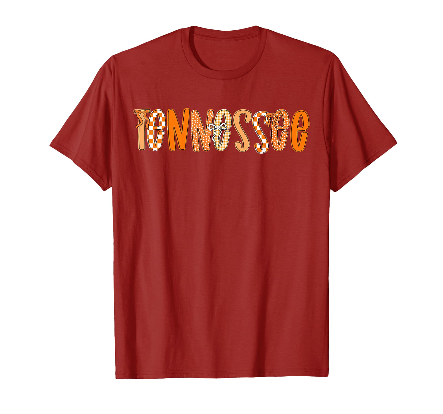 Tennessee Coquette Orange Checkered Bow Women Girls Kids T-Shirt