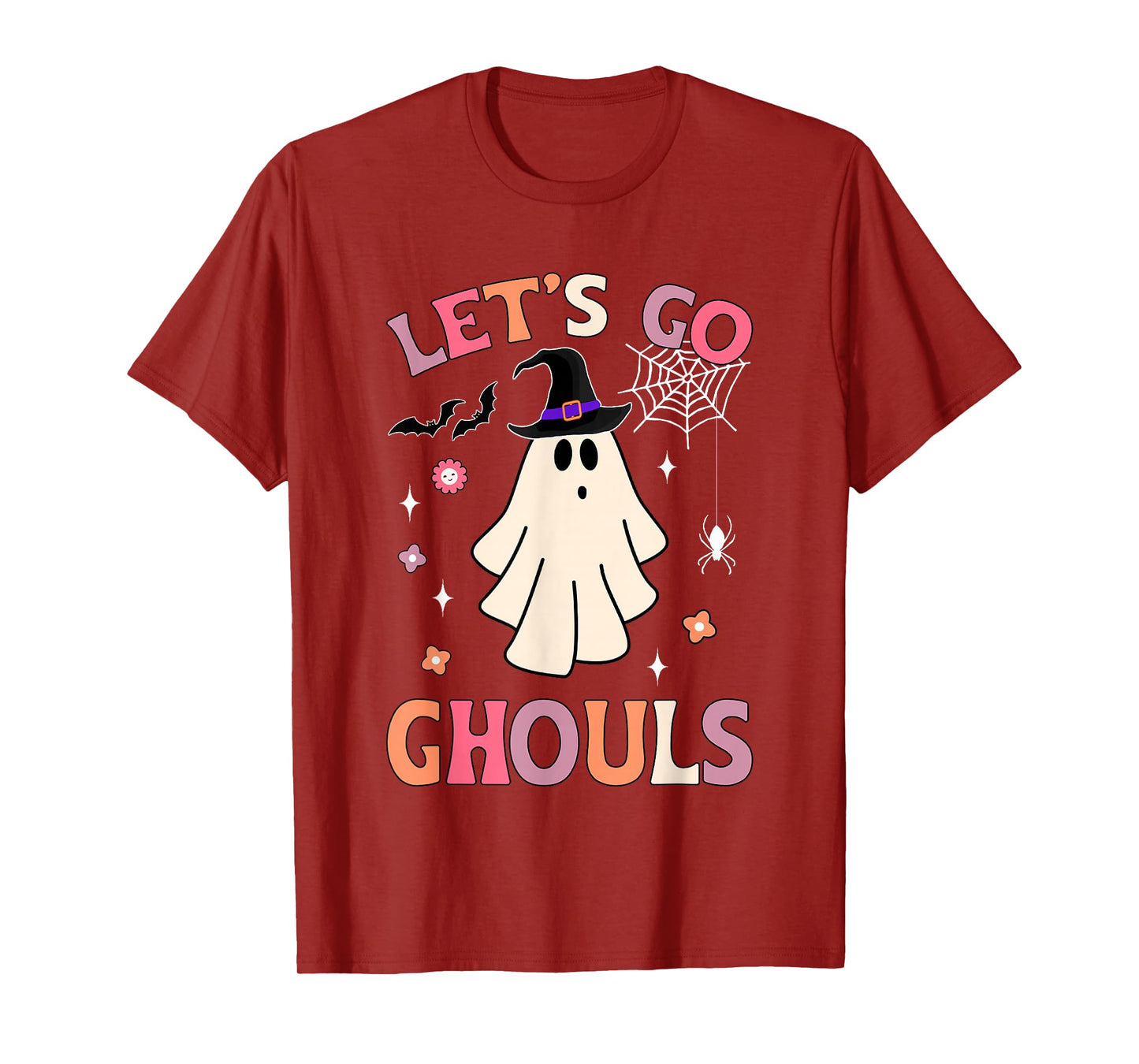 Halloween Ghost Witch Costumes Retro Let's Go Ghouls Groovy T-Shirt