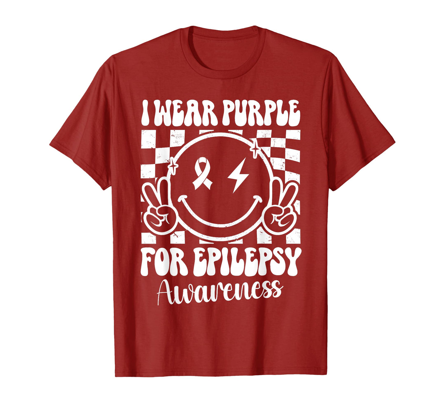 I Wear Purple For Epilepsy Awareness Smile Face Epilepsy T-Shirt
