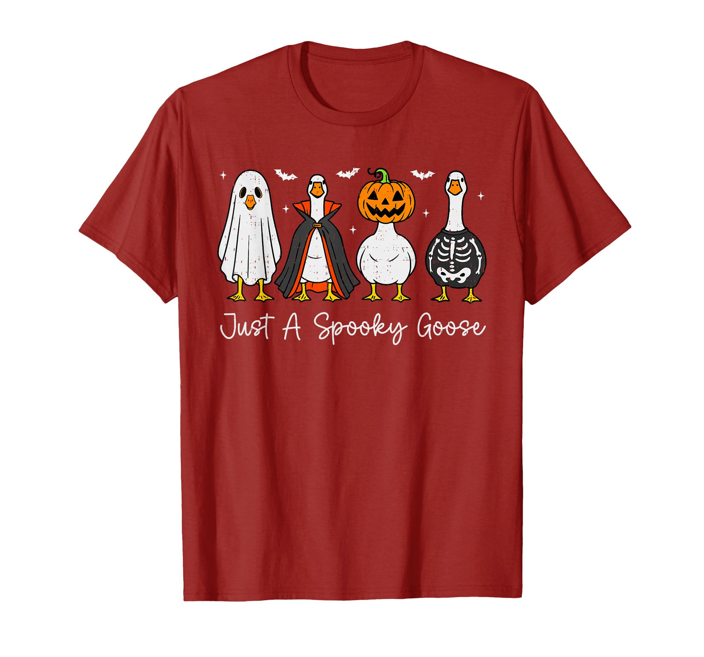 Just A Spooky Goose Witch Pumpkin Ghost Skeleton Halloween T-Shirt