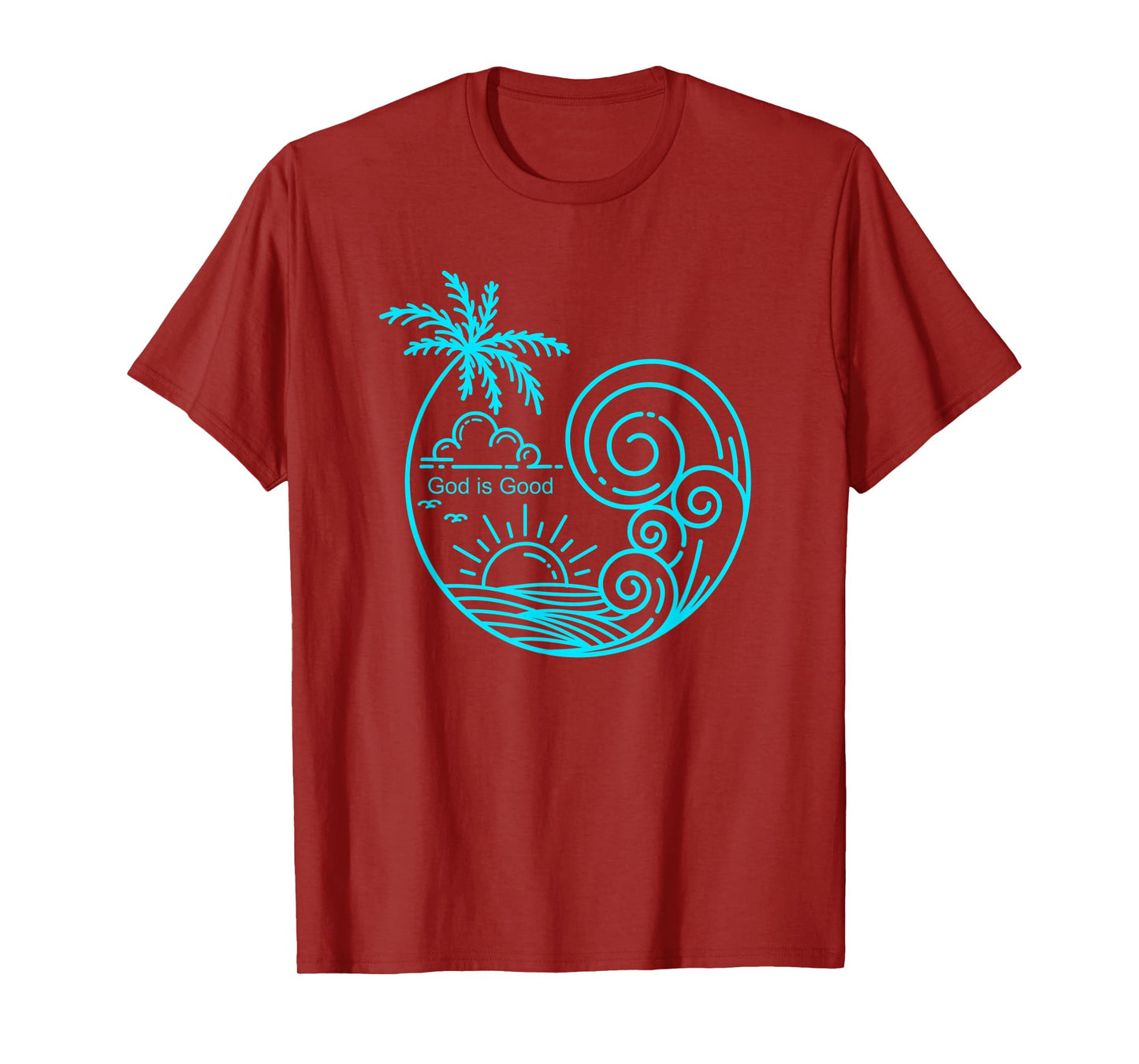 Christian Tropical Wave Beach Line Art Graphic Design T-Shirt