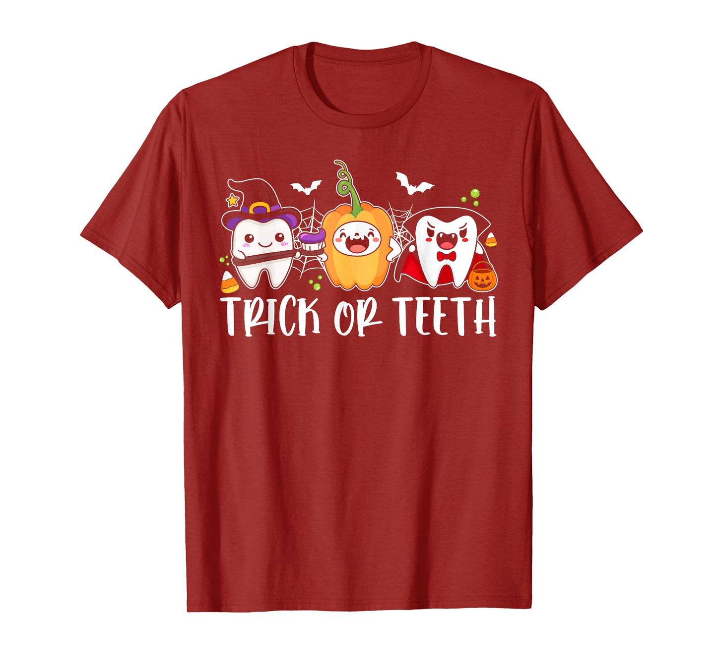 Trick Or Teeth Funny Dental Halloween Costumes Treat Dentist T-Shirt