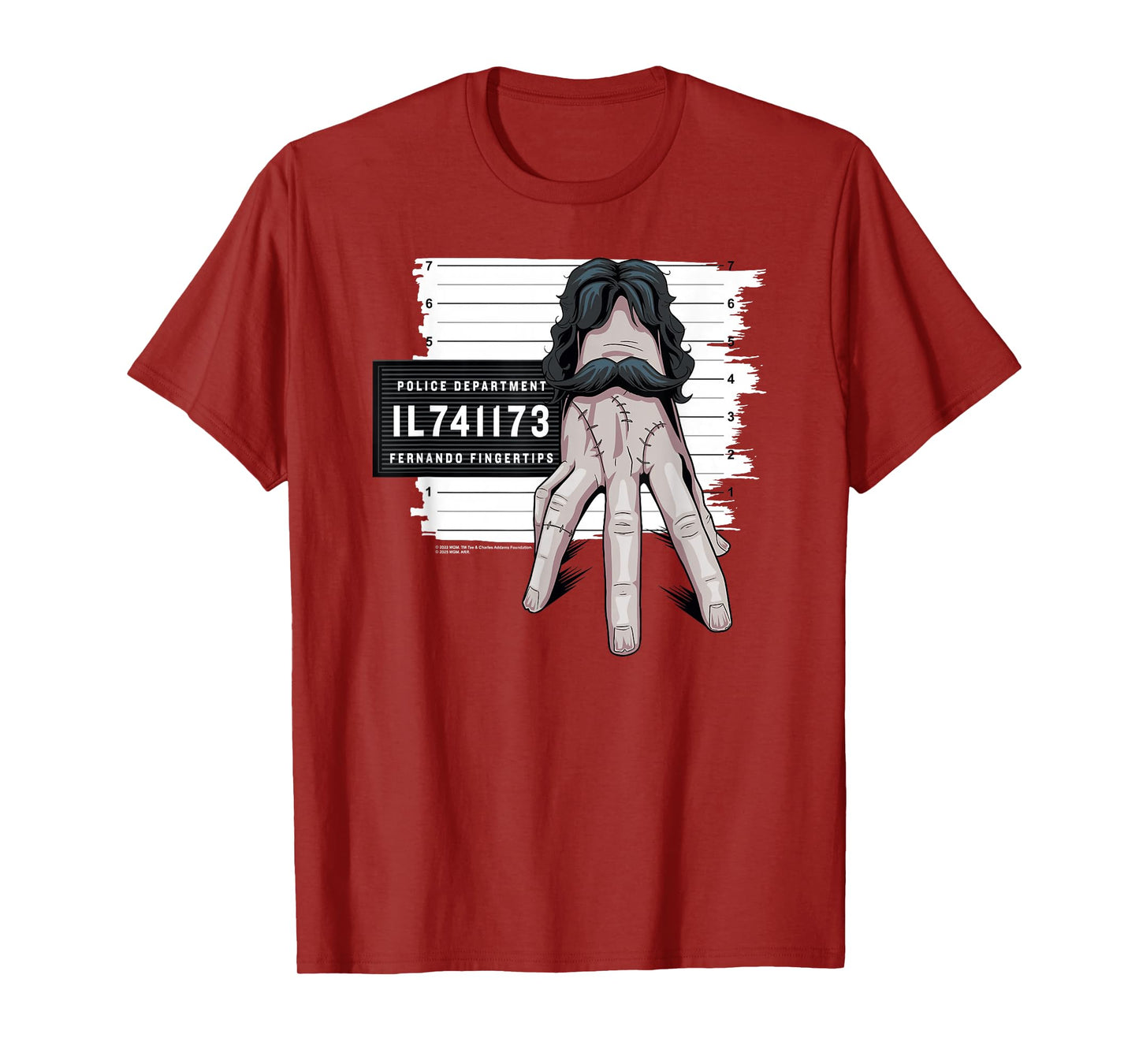 Wednesday Season 2 Thing Fernando Fingertips Mugshot T-Shirt