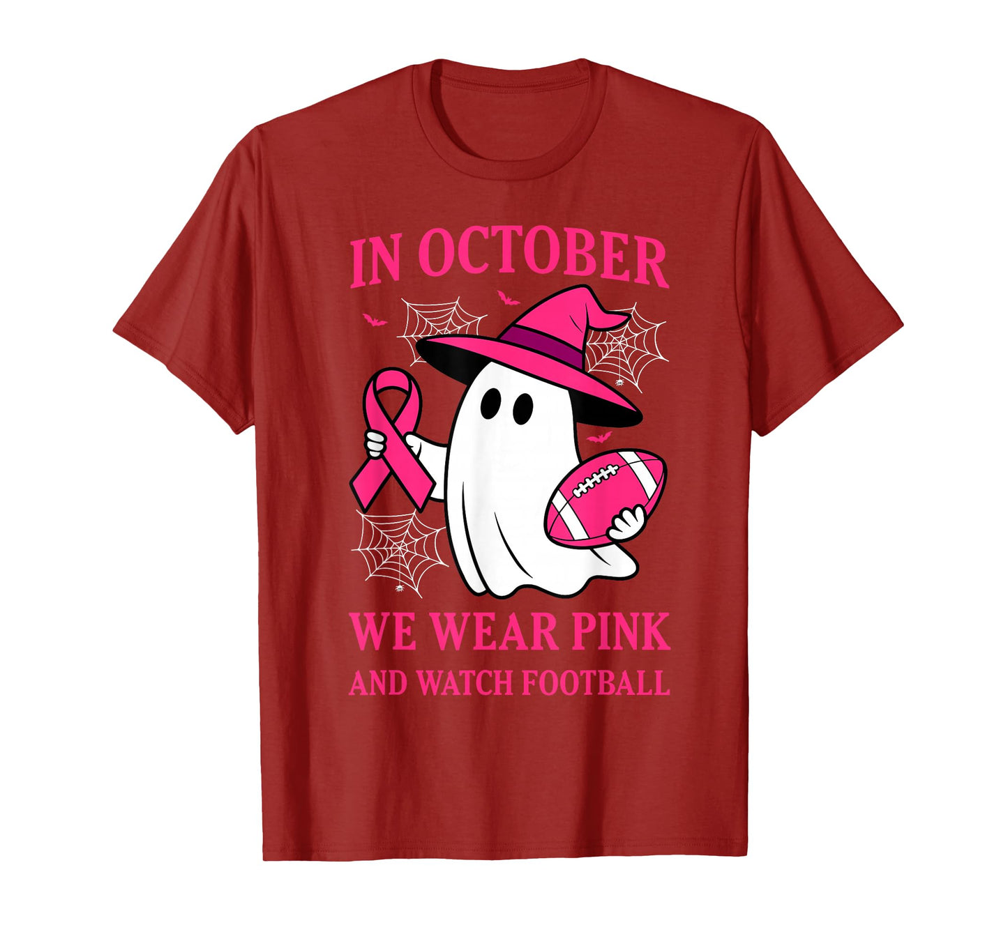 in October We Wear Pink Ghost Breast Cancer Awareness T-Shirt