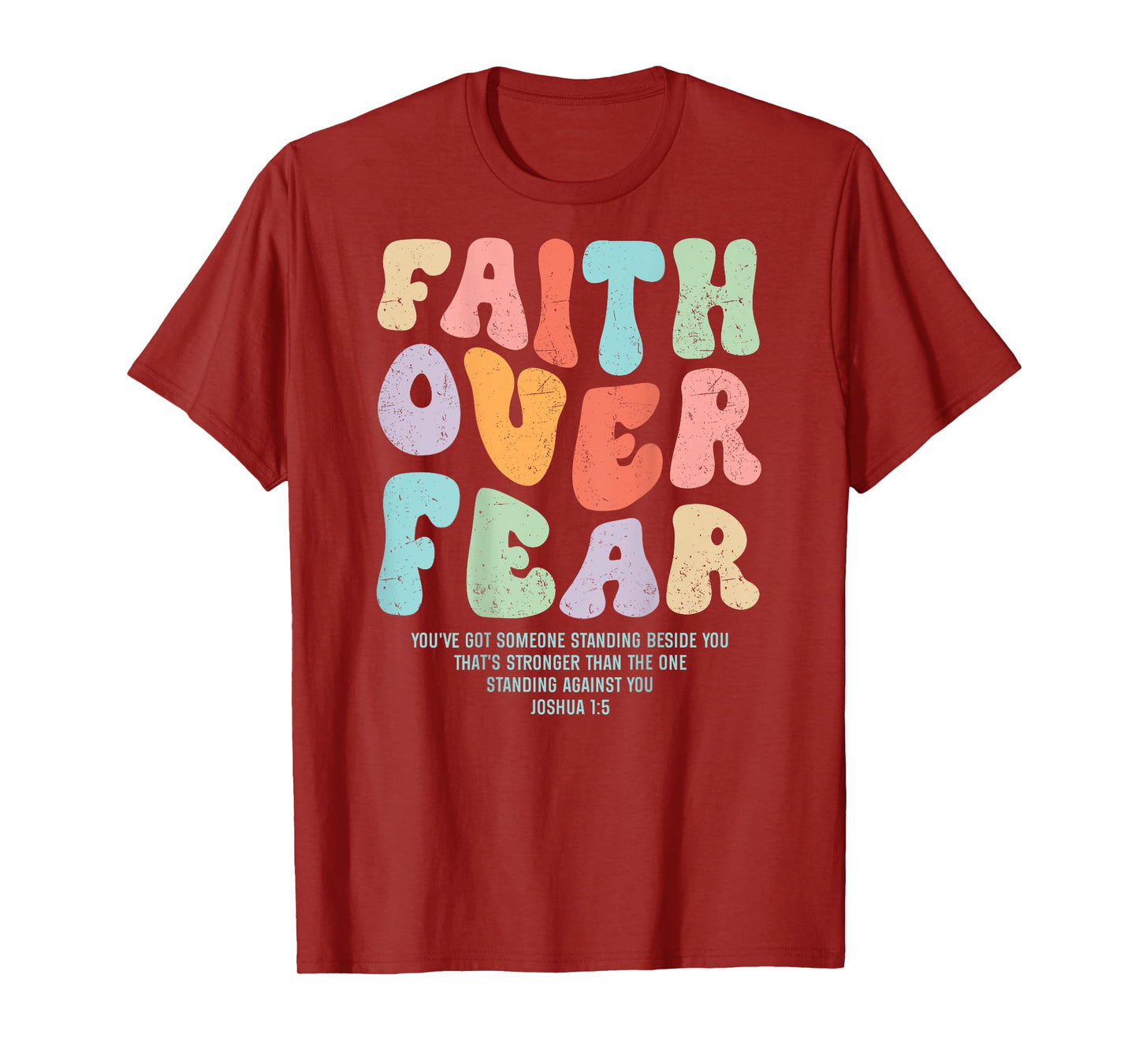 Faith Over Fear Bible Verse Aesthetic Christian Groovy Retro T-Shirt
