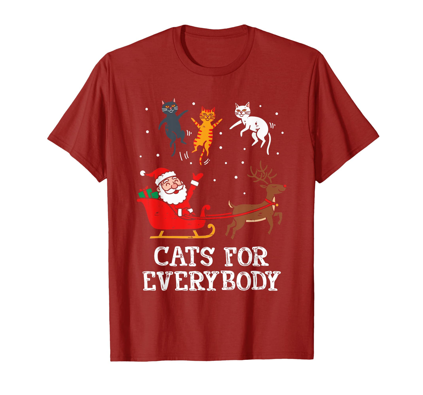 Cats for Everybody Funny Santa Reindeer Christmas Cat Lovers T-Shirt