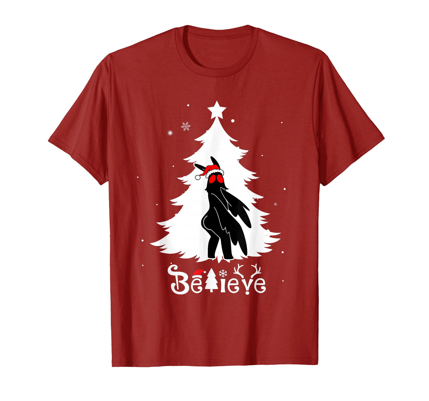 Funny Thicc Mothman Christmas Believe Cryptid Xmas Gifts T-Shirt