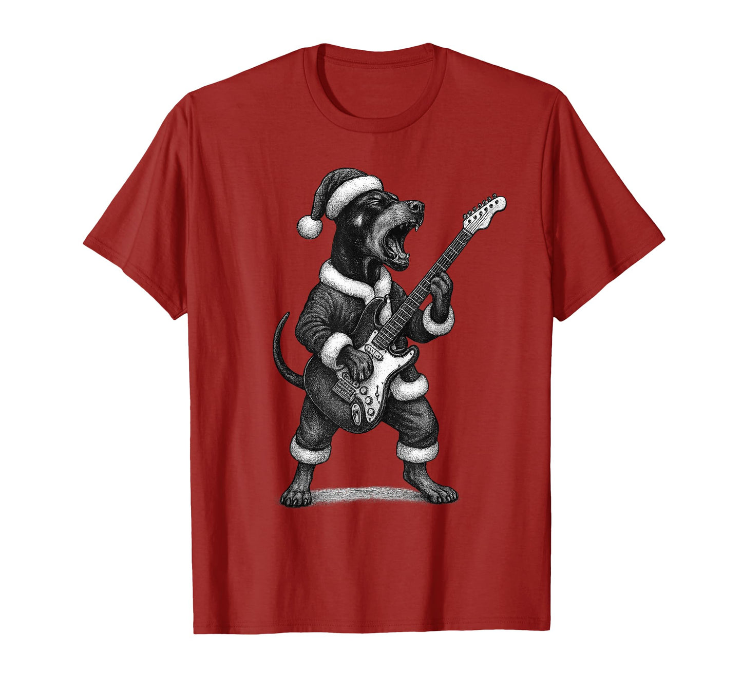 Doberman Pinscher Playing Guitar Christmas Dog Lover T-Shirt