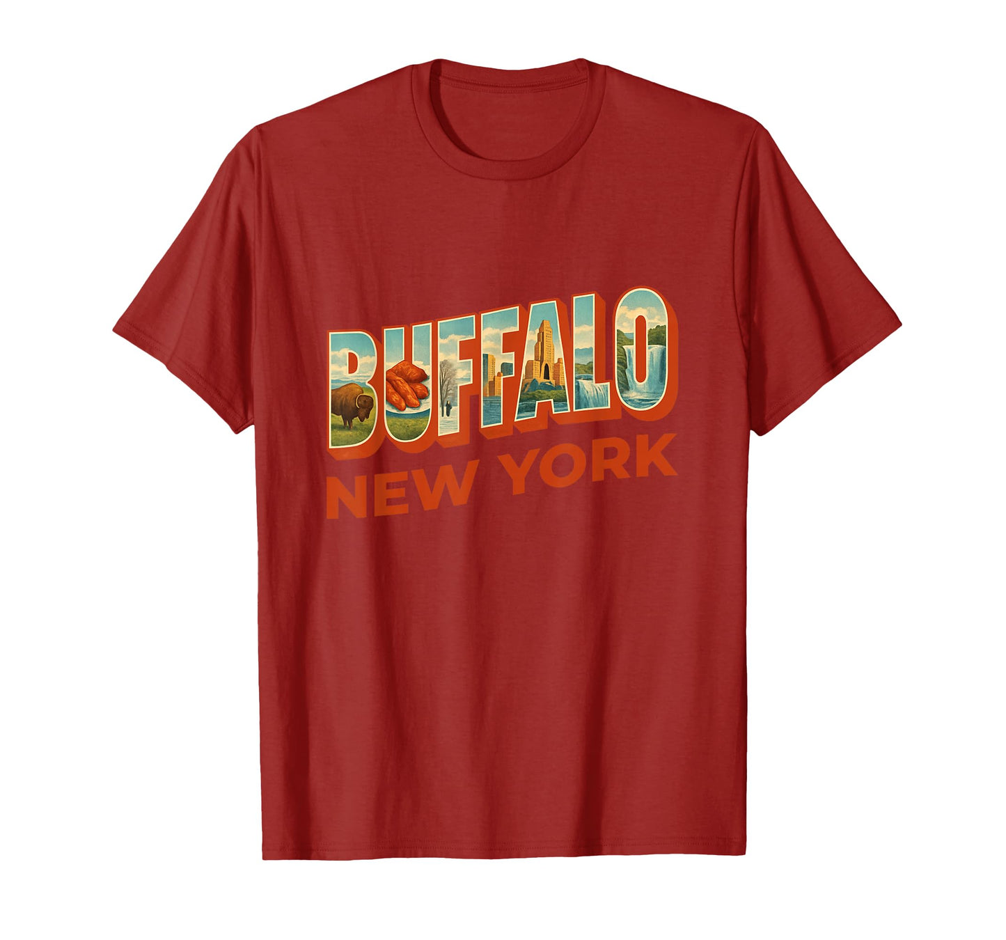 Buffalo New York Famous Icons Inside Retro Typography T-Shirt